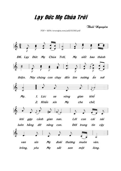 Sheet PDF of Lạy Đức Mẹ Chúa Trời