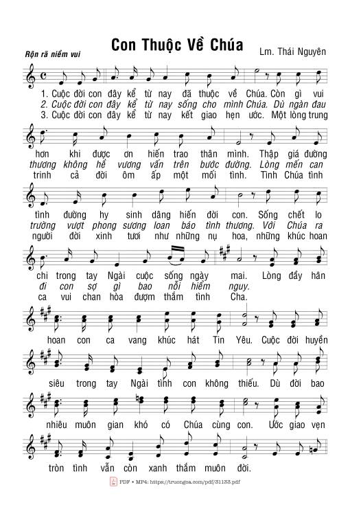 Sheet PDF of Con thuộc về Chúa