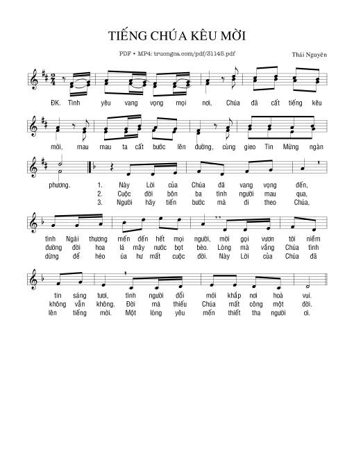Sheet PDF of Tiếng Chúa kêu mời