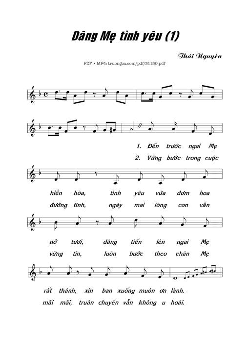 Sheet PDF of Dâng Mẹ tình yêu 1