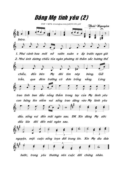 Sheet PDF of Dâng Mẹ tình yêu 2