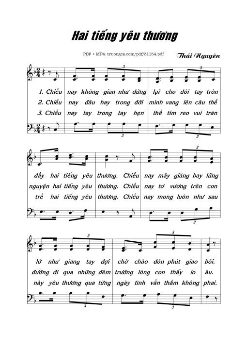 Sheet PDF of Hai tiếng yêu thương