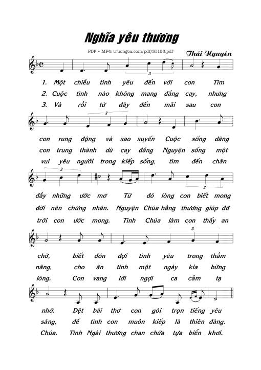 Sheet PDF of Nghĩa Yêu Thương