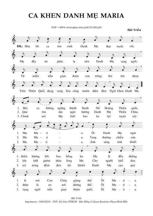 Ca Khen Danh Mẹ Maria