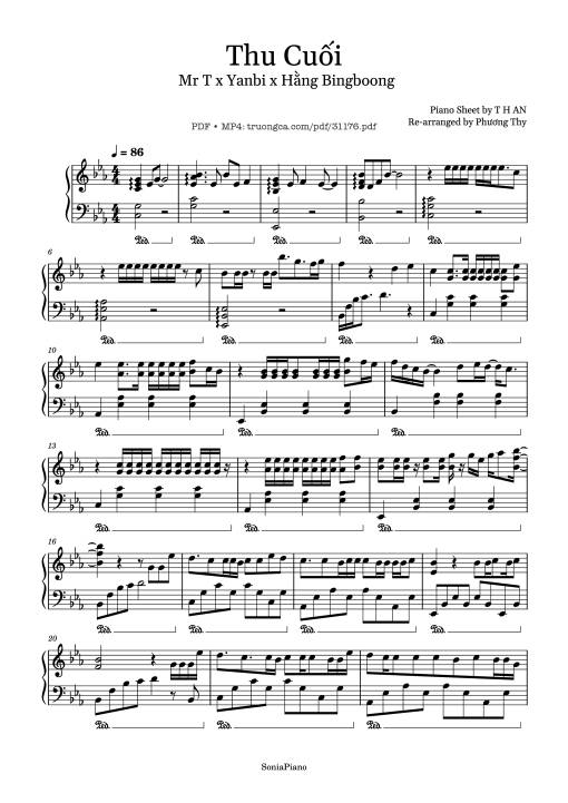 Sheet PDF of Thu Cuối Piano