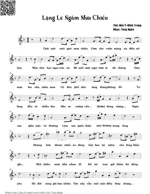 Sheet PDF of Lặng lẽ ngắm mưa chiều