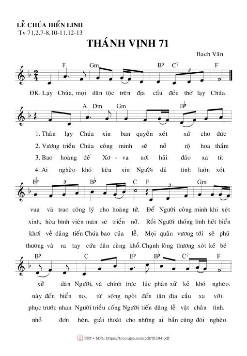 Sheet PDF of Thánh Vịnh 71, Lễ Chúa Hiển Linh