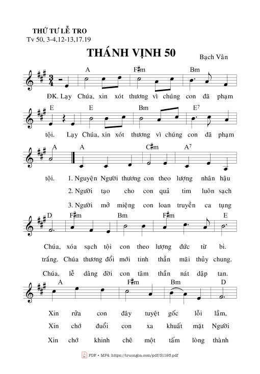Sheet PDF of Thánh Vịnh 50, Thứ Tư Lễ Tro