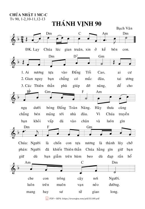 Sheet PDF of Thánh Vịnh 90, Chúa Nhật 1C Mùa Chay