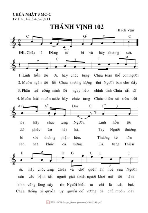 Sheet PDF of Thánh Vịnh 102, Chúa Nhật 3C Mùa Chay