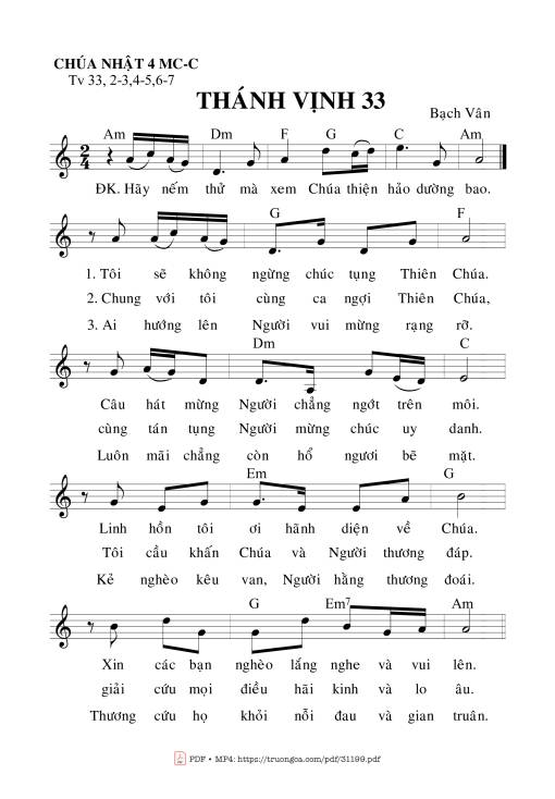 Sheet PDF of Thánh Vịnh 33, Chúa Nhật 4C Mùa Chay