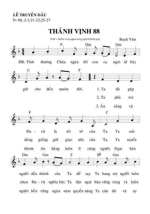 Sheet PDF of Thánh Vịnh 88, Lễ Truyền Dầu