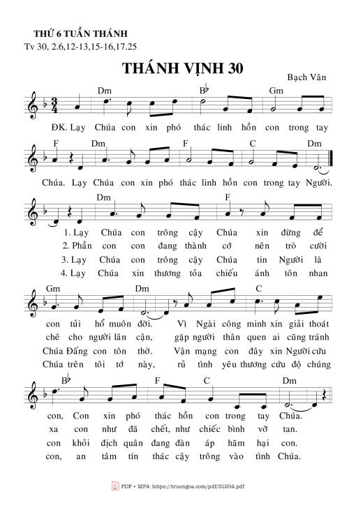 Sheet PDF of Thánh Vịnh 30, Thứ Sáu Tuần Thánh