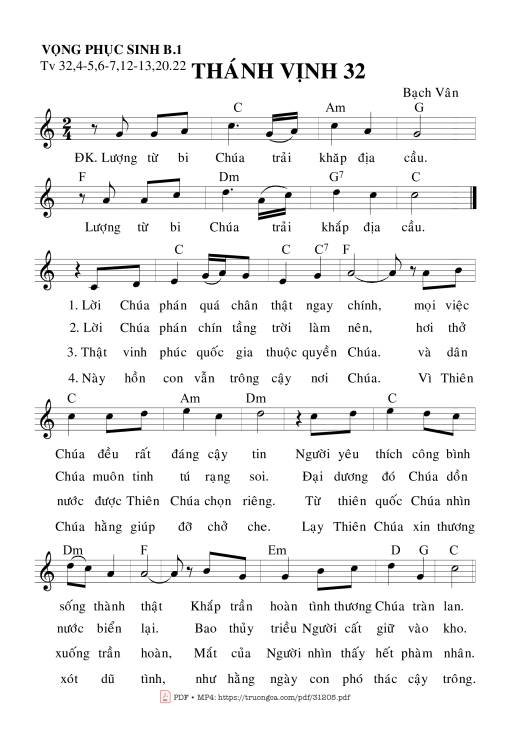 Sheet PDF of Thánh Vịnh 32, Vọng Phục Sinh – Bài 1