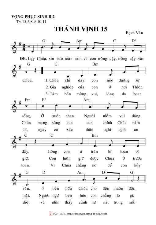 Sheet PDF of Thánh Vịnh 15, Vọng Phục Sinh – Bài 2