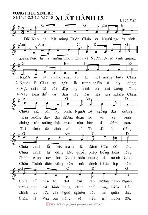 Sheet PDF of Vọng Phục Sinh – Bài 3 (Xh. 15)