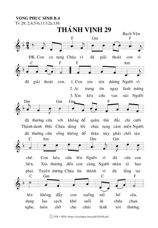 Sheet PDF of Thánh Vịnh 29, Vọng Phục Sinh – Bài 4