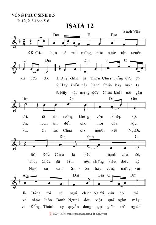 Sheet PDF of Vọng Phục Sinh – Bài 5