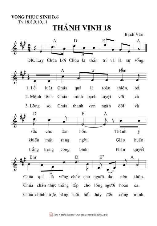 Sheet PDF of Thánh Vịnh 18, Vọng Phục Sinh – Bài 6