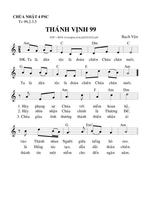 Sheet PDF of Thánh Vịnh 99, Chúa Nhật 4C Phục Sinh