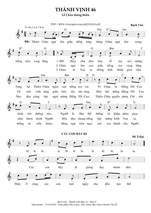 Sheet PDF of Thánh Vịnh 46, Lễ Chúa Thăng Thiên