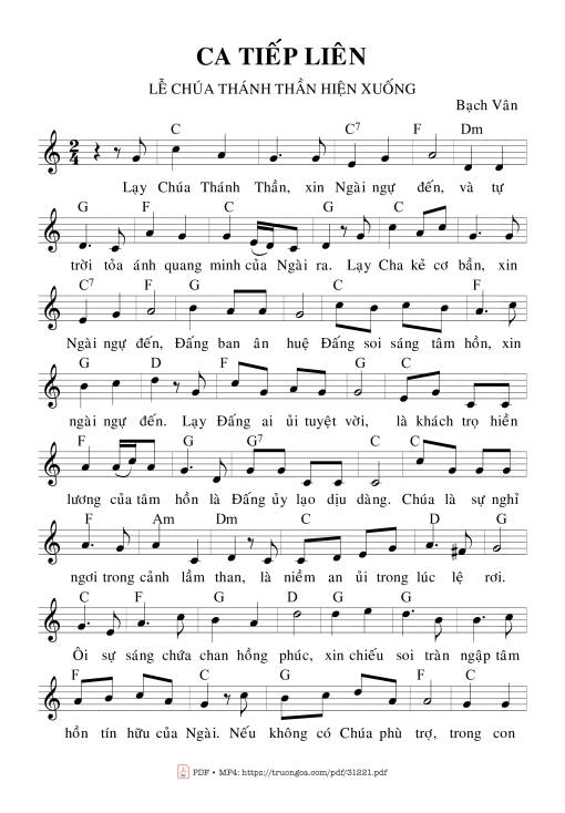 Sheet PDF of Ca Tiếp Liên Lễ Chúa Thánh Thần Hiện Xuống