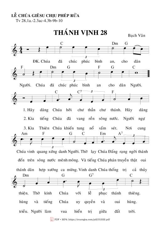 Sheet PDF of Thánh Vịnh 28, Lễ Chúa Giêsu Chịu Phép Rửa