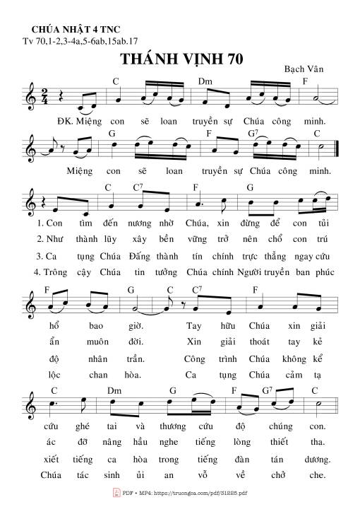Sheet PDF of Thánh Vịnh 70, Chúa Nhật 4C Thường Niên