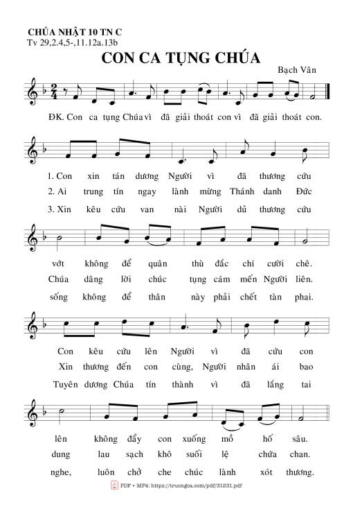 Thánh Vịnh 29, Chúa Nhật 10C Thường Niên