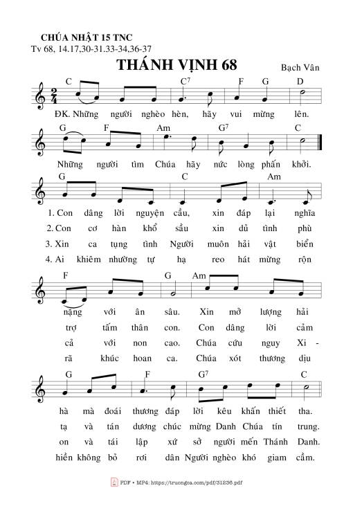 Thánh Vịnh 68, Chúa Nhật 15C Thường Niên