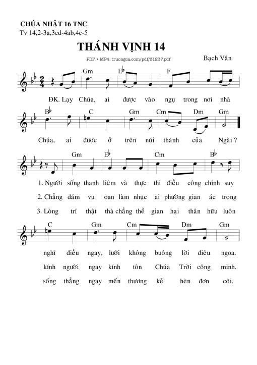 Thánh Vịnh 65, Chúa Nhật 16C Thường Niên