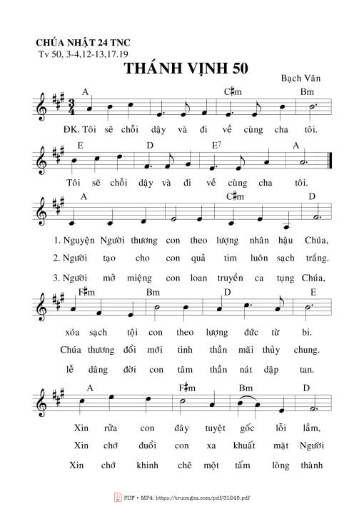 Sheet PDF of Thánh Vịnh 50, Chúa Nhật 24C Thường Niên