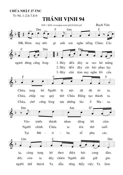 Sheet PDF of Thánh Vịnh 94, Chúa Nhật 27C Thường Niên