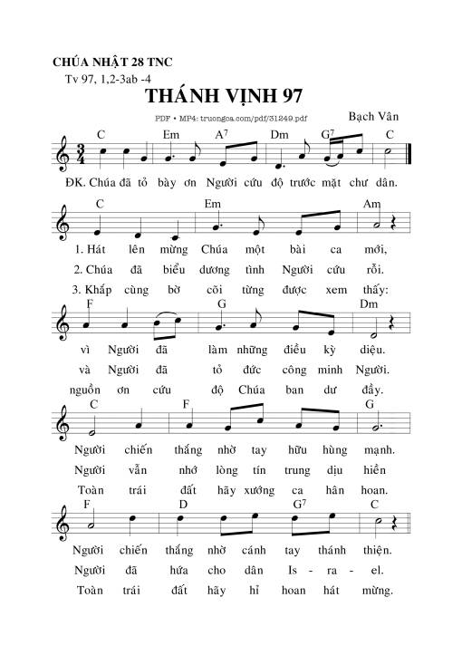 Sheet PDF of Thánh Vịnh 97, Chúa Nhật 28C Thường Niên