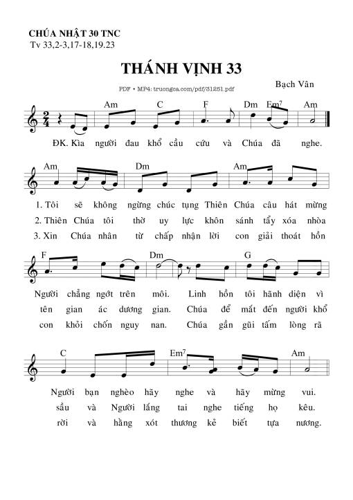 Thánh Vịnh 33, Chúa Nhật 30C Thường Niên