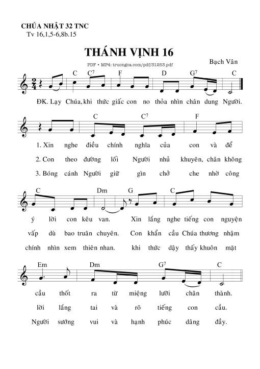 Sheet PDF of Thánh Vịnh 16, Chúa Nhật 32C Thường Niên