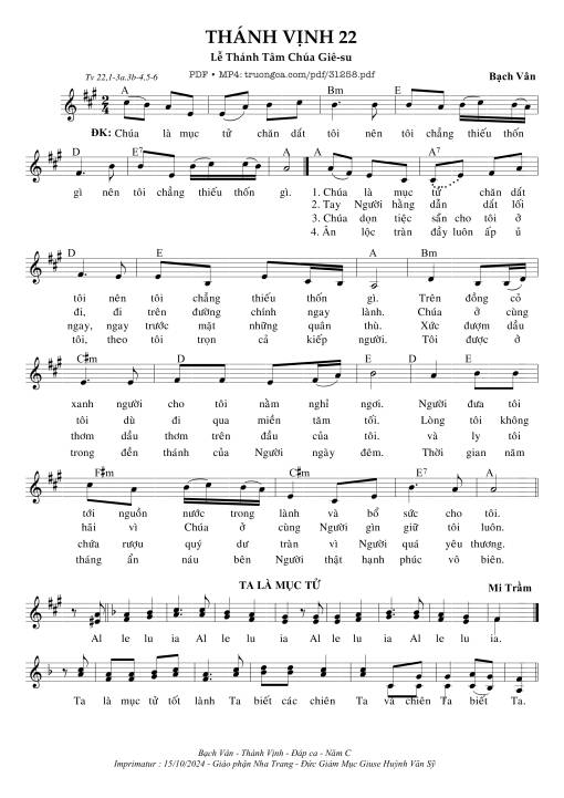 Sheet PDF of Thánh Vịnh 22, Lễ Thánh Tâm Chúa Giêsu