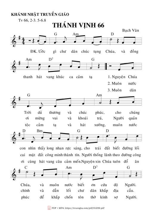 Sheet PDF of Thánh Vịnh 66, Khánh Nhật Truyền Giáo