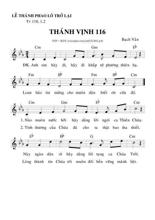 Sheet PDF of Thánh Vịnh 116, Lễ Thánh Phao-Lô Trở Lại