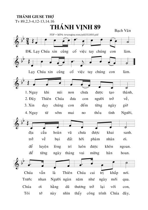 Sheet PDF of Thánh Vịnh 89, Lễ Thánh Giuse Thợ