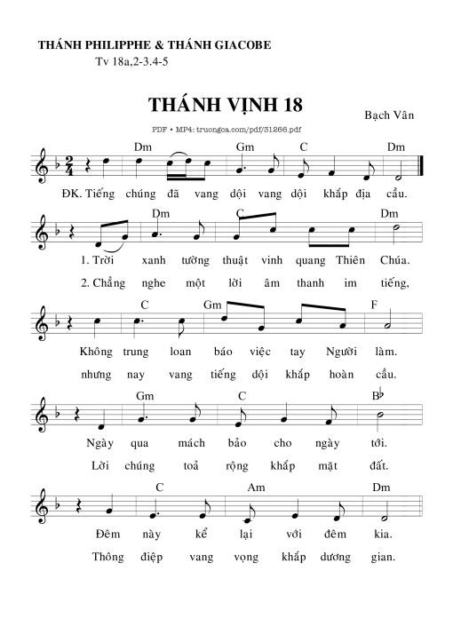 Sheet PDF of Thánh Vịnh 18, Lễ Thánh Phi-Lip-Phê Và Thánh Gia-Cô-Brr