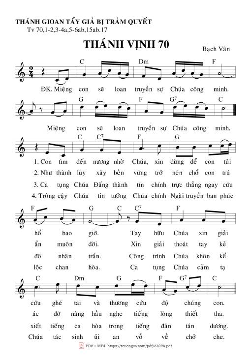 Sheet PDF of Thánh Vịnh 70, Lễ Thánh Gioan Tẩy Giả Bị Trảm Quyết