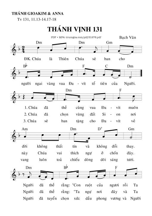Sheet PDF of Thánh Vịnh 131, Lễ Thánh Gioakim Và Thánh Anna