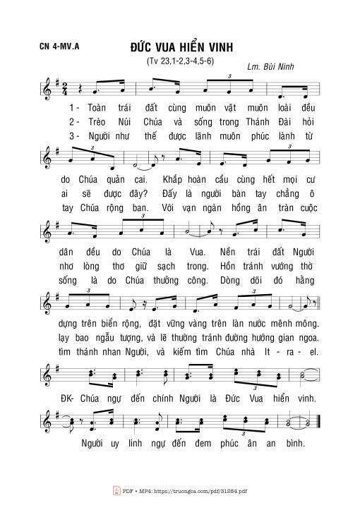 Sheet PDF of Thánh Vịnh 23, Đức Vua Hiển Vinh