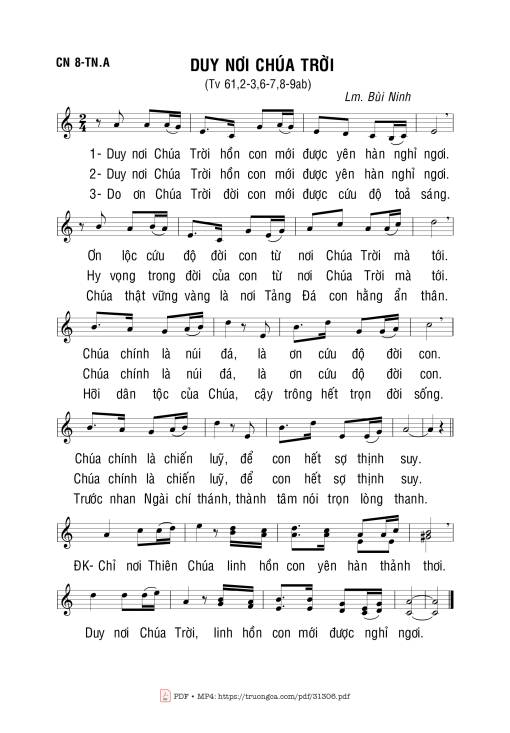 Sheet PDF of Duy Nơi Chúa Trời