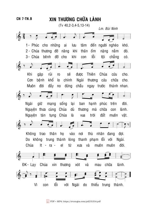 Sheet PDF of Xin Thương Chữa Lành