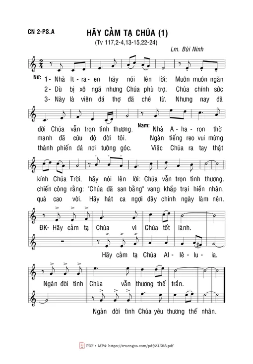 Sheet PDF of Hãy Cảm Tạ Chúa 1