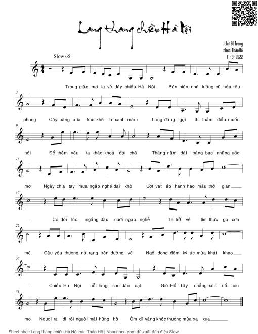 Sheet PDF of Lang thang chiều Hà Nội