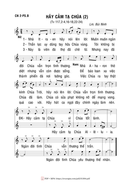 Sheet PDF of Hãy Cảm Tạ Chúa (2)