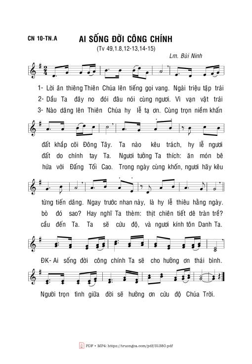 Sheet PDF of Ai Sống Đời Công Chính